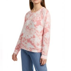2LIV tie dye Pullover pink sweater shirt LARGE long sleeve boatneck